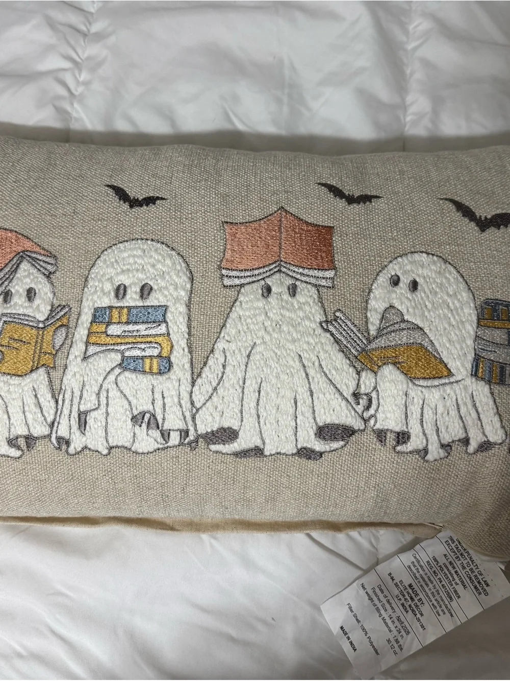 Halloween Ghosts Reading Books Pillow